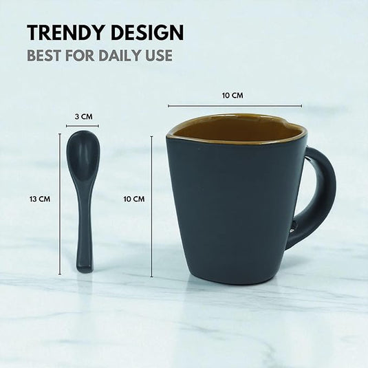 Heart Ceramic Mug with Spoon