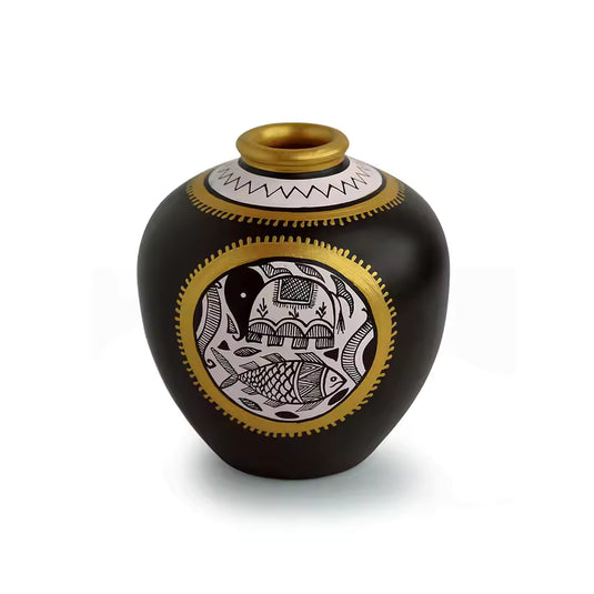 Teracotta Black Matki Shaped Vase