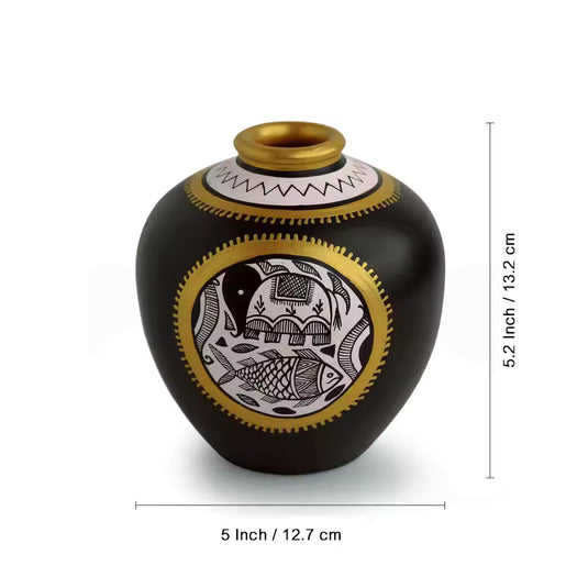 Teracotta Black Matki Shaped Vase