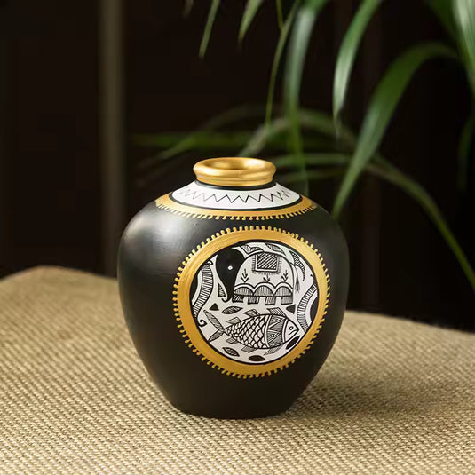 Teracotta Black Matki Shaped Vase