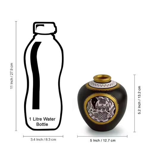 Teracotta Black Matki Shaped Vase