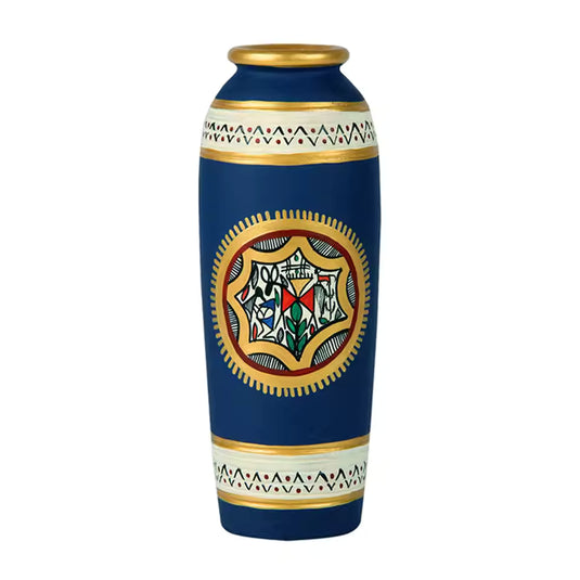 Warli Vase, Teracotta Blue