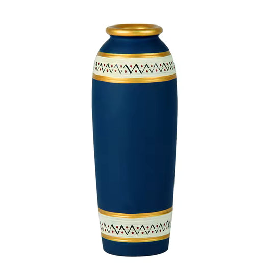 Warli Vase, Teracotta Blue