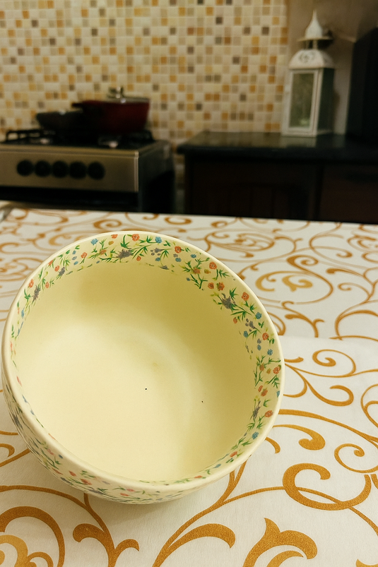 Handcrafted Floral Ceramic Serving Bowl| Sapphire Bloom Design Microwave Safe | Elegant Bowl for Daily Meals, Salads, Snacks & Hosting | Ceramic Kitchenware