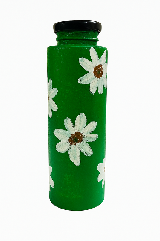 Hand Painted Floral Glass Bottle
