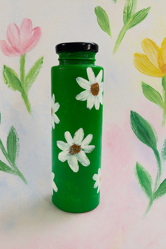 Hand Painted Floral Glass Bottle