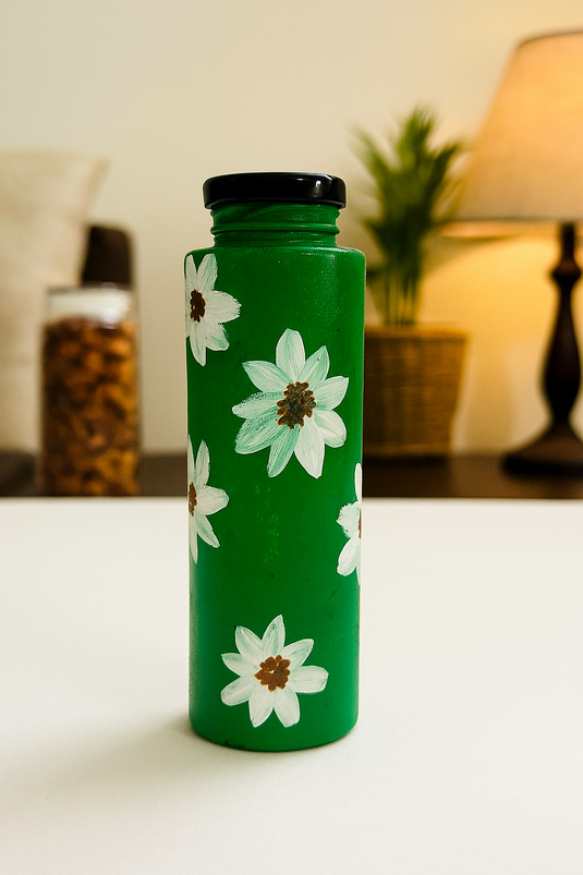 Hand Painted Floral Glass Bottle