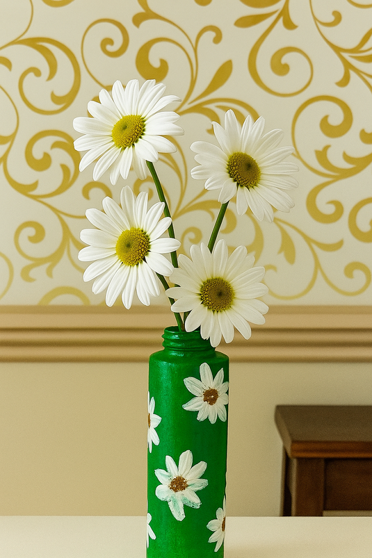 Hand Painted Floral Glass Bottle