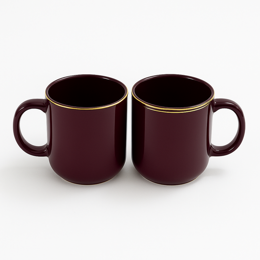 Dinewell Fine Glossy 200 ml Dark Plum Mugs (Set of 2)