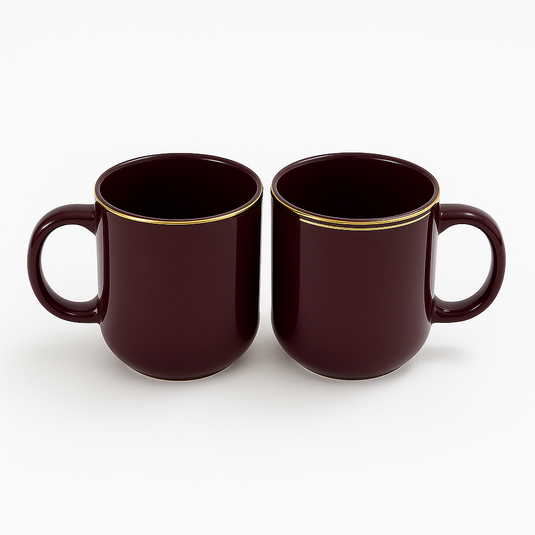 Dinewell Fine Glossy 200 ml Dark Plum Mugs (Set of 2)