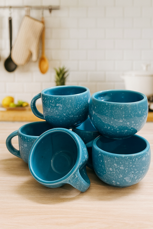Ceramic Blue Chai/Tea cups (Set of 6)