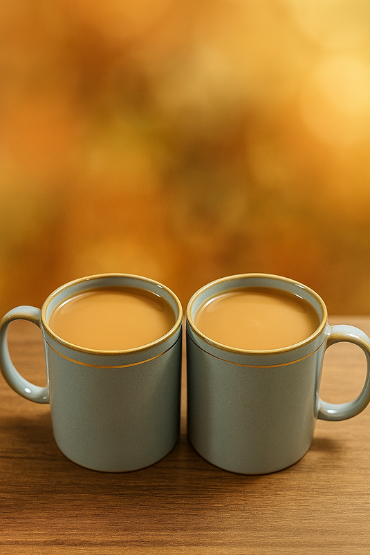 Blue Ceramic Coffee Mugs (Set of 2) – Sky Blue Colour, Line Design, Perfect for Home, Kitchen, or Office