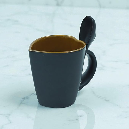 Heart Ceramic Mug with Spoon