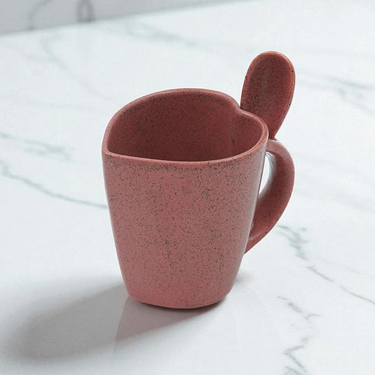 Heart Ceramic Mug with Spoon