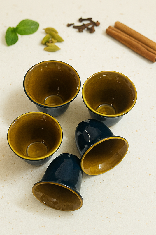 Premium Ceramic Traditional Kahwa Kulhad Design Cup (Set of 5)