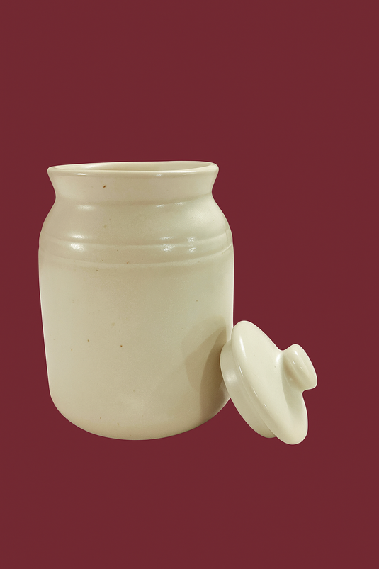 Decorative White Ceramic Storage Jar with Lid, Classic Design, Storage Container, barni,  container with lid, kitchen accessories, ceramic barni